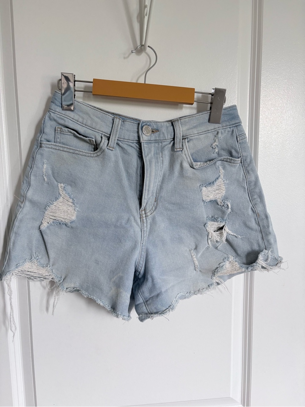 SO Light Blue Distressed Denim Cutoff Shorts